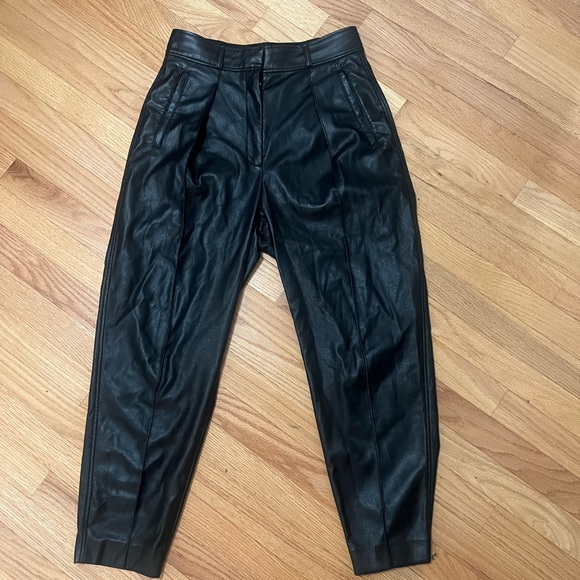 Aritzia Babaton Leather Tie Front Pants - Picture 2 of 4